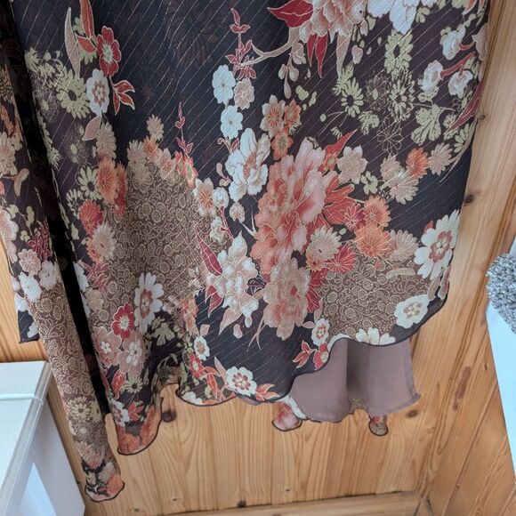 Vintage elementz Y2K‎ Floral Asymmetric Fairycore Cottagecore Midi Dress Size L - Picture 2 of 8